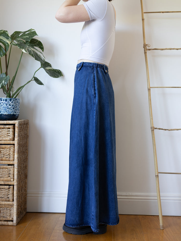 Dark Blue Denim Maxi Skirt - 29-30"