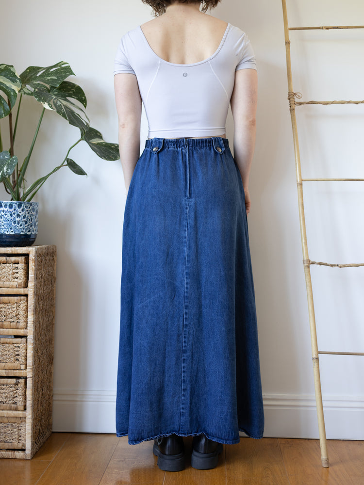 Dark Blue Denim Maxi Skirt - 29-30"