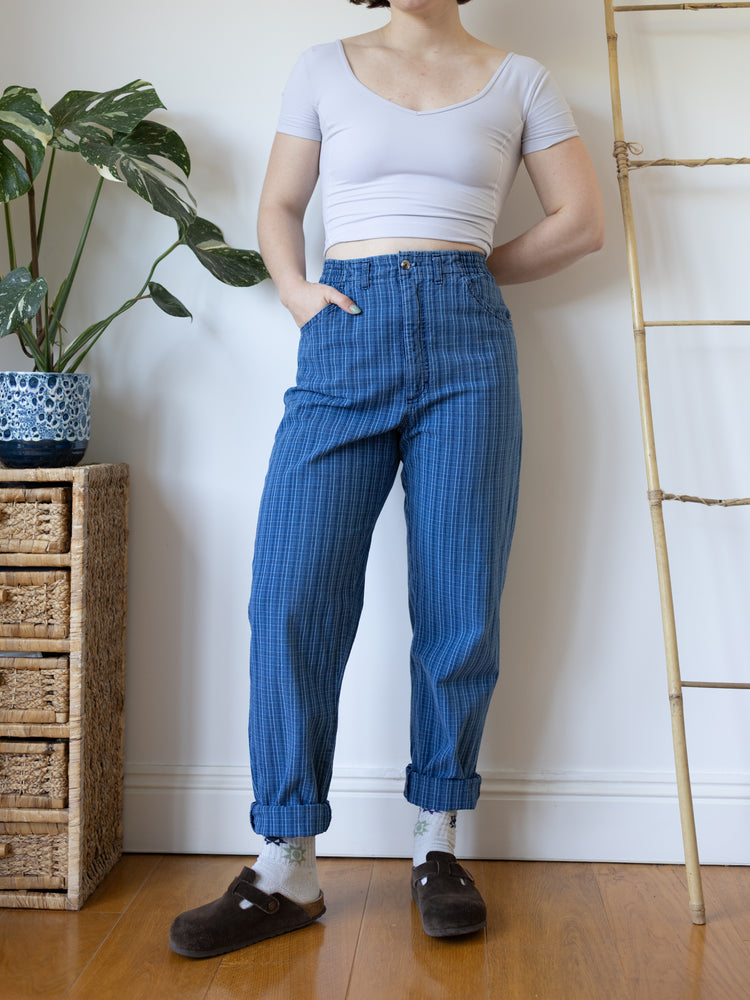 L. L. Bean Checkered Mum Jeans - 30-32"