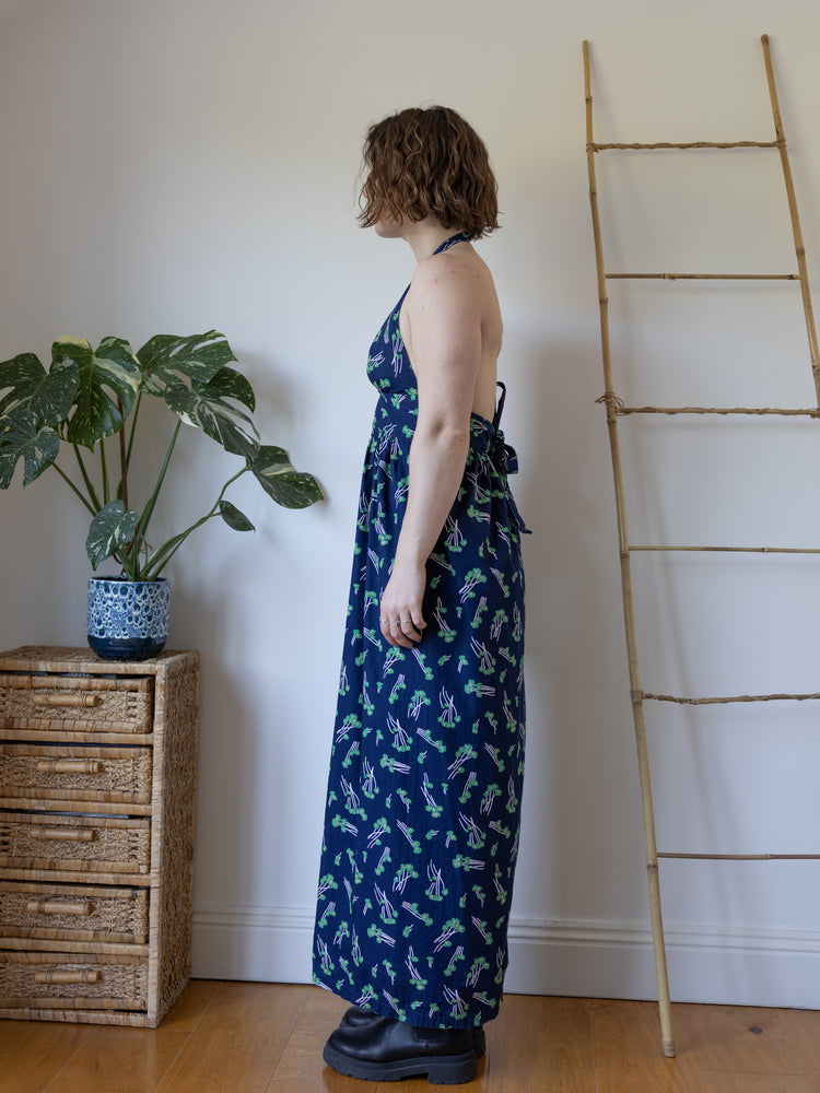 Floral Cotton Halterneck Maxi Dress - S