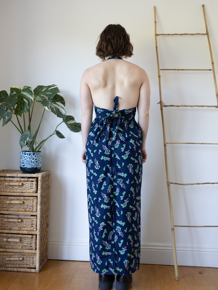 Floral Cotton Halterneck Maxi Dress - S
