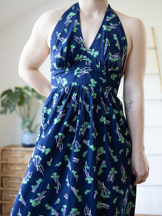 Floral Cotton Halterneck Maxi Dress - S