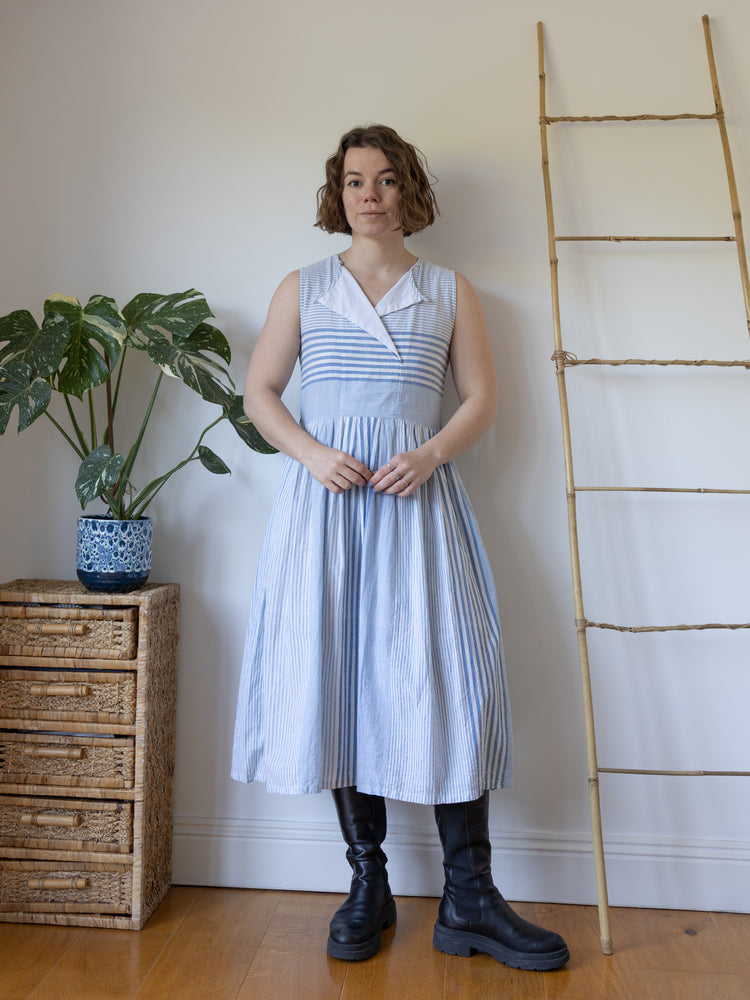Striped Cotton Cheesecloth Maxi Dress - S