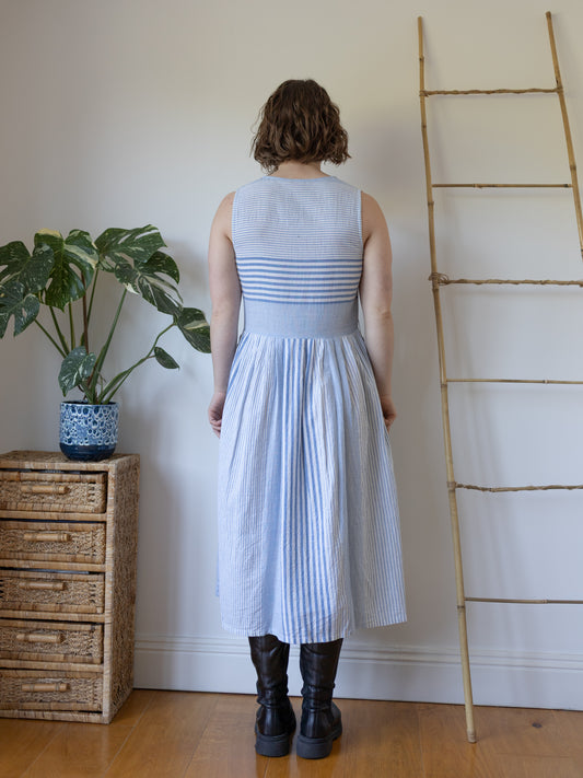Striped Cotton Cheesecloth Maxi Dress - S