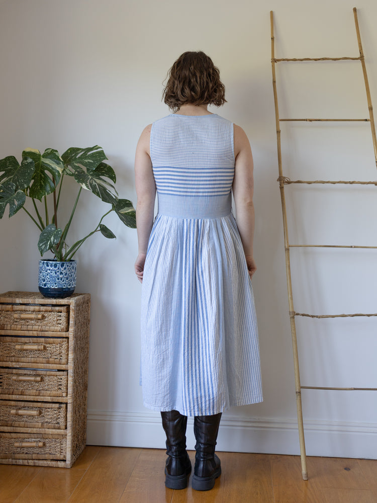 Striped Cotton Cheesecloth Maxi Dress - S