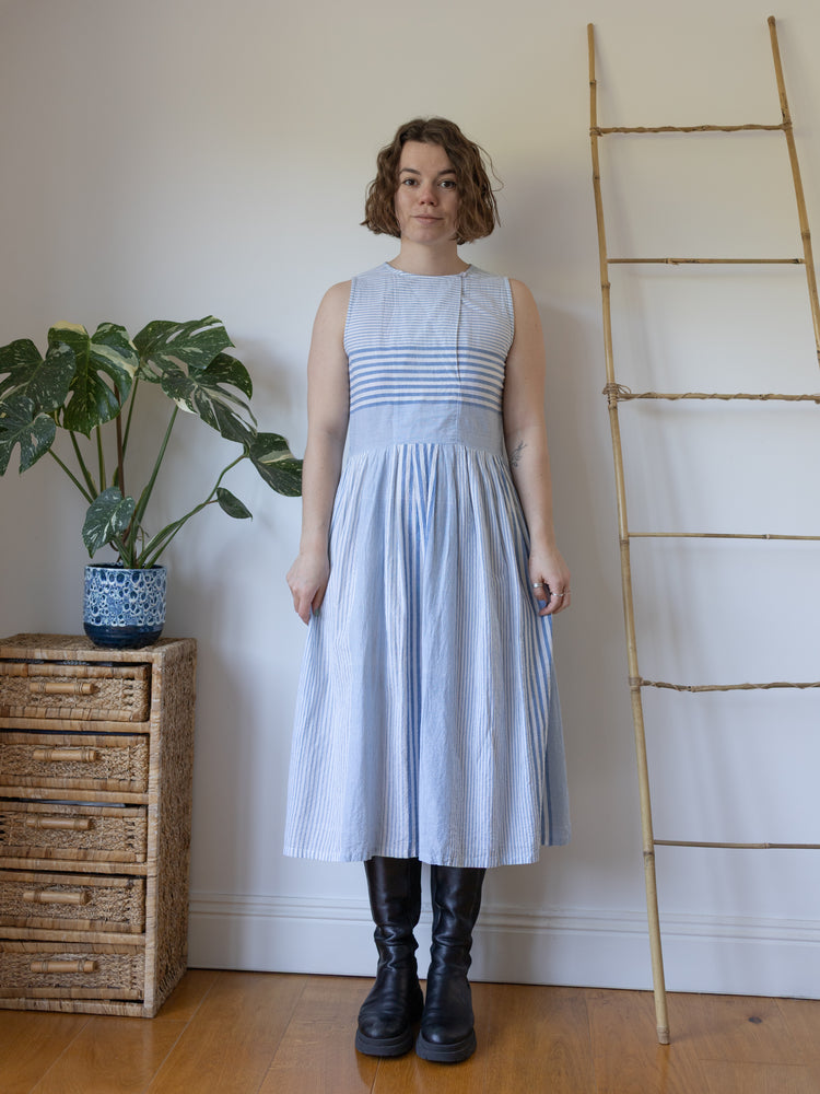 Striped Cotton Cheesecloth Maxi Dress - S