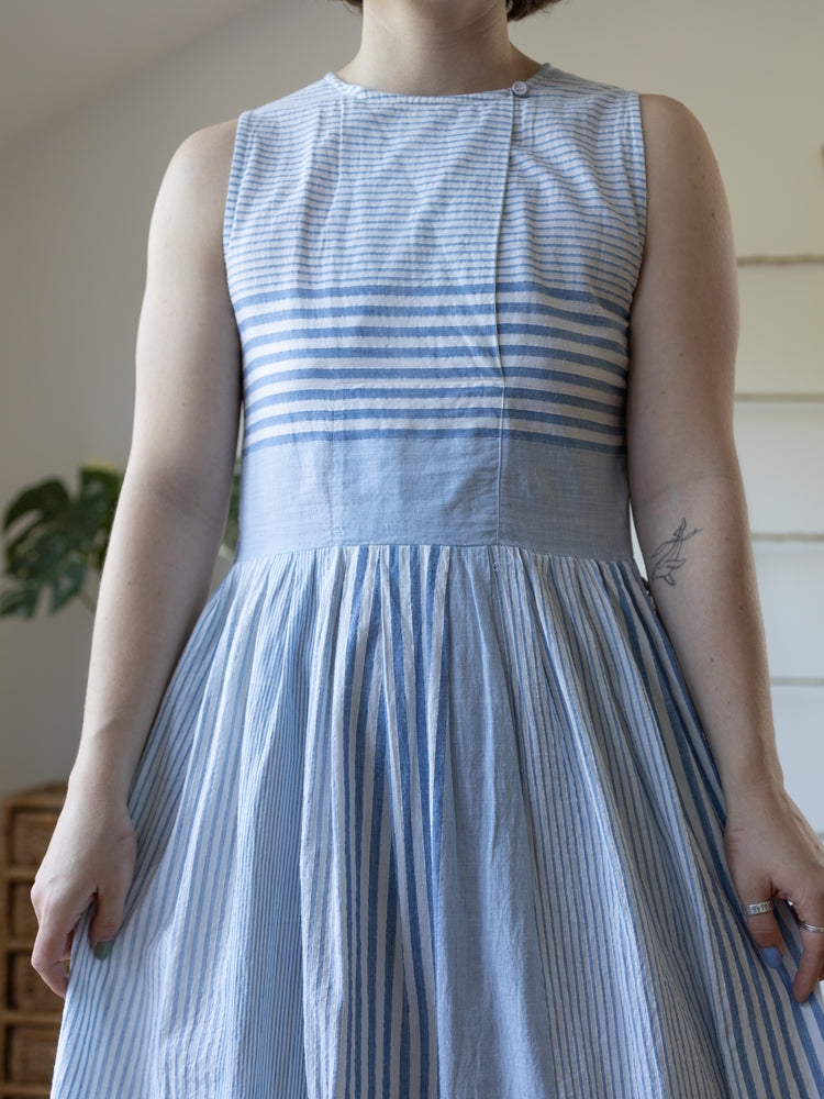 Striped Cotton Cheesecloth Maxi Dress - S