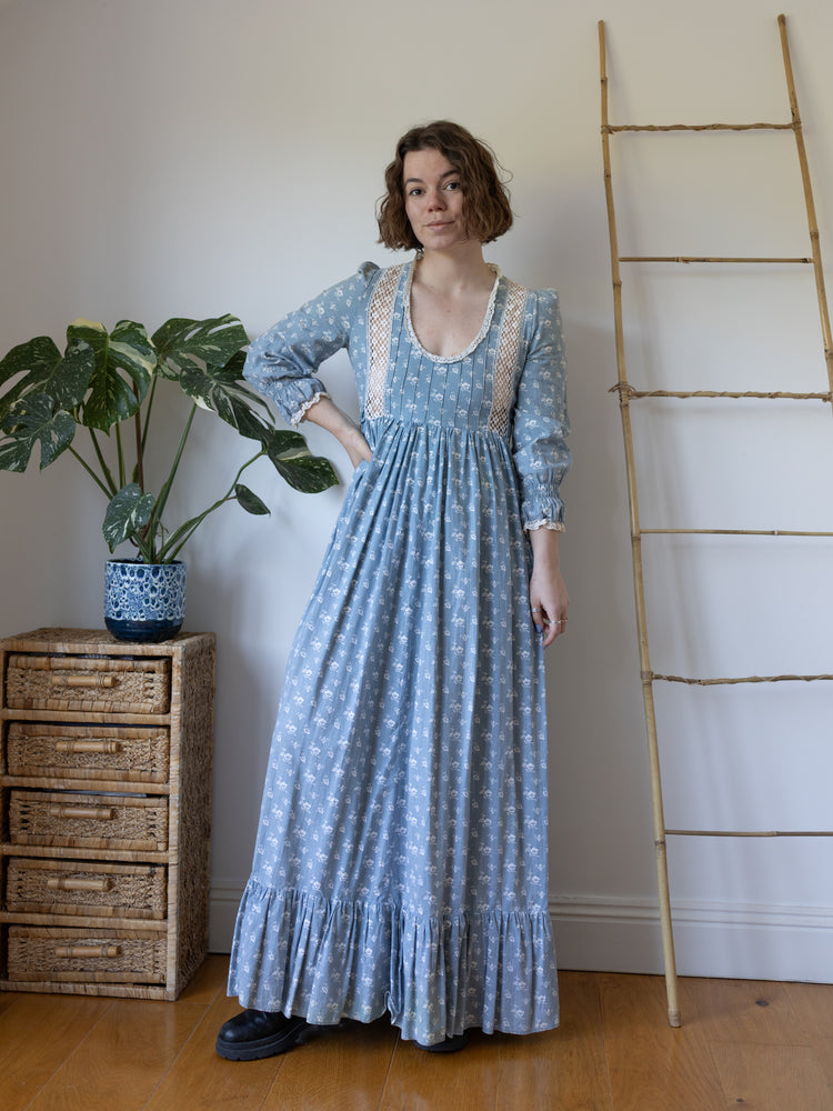 Laura Ashley Cornflower Blue Prairie Dress - S/M