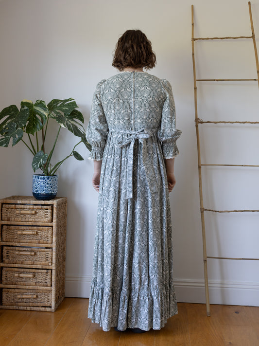 Laura Ashley Peacock Patterned Prairie Dress - S