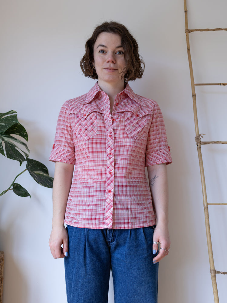 Western Style Plaid Shirt - S