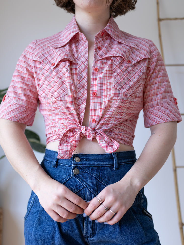 Western Style Plaid Shirt - S