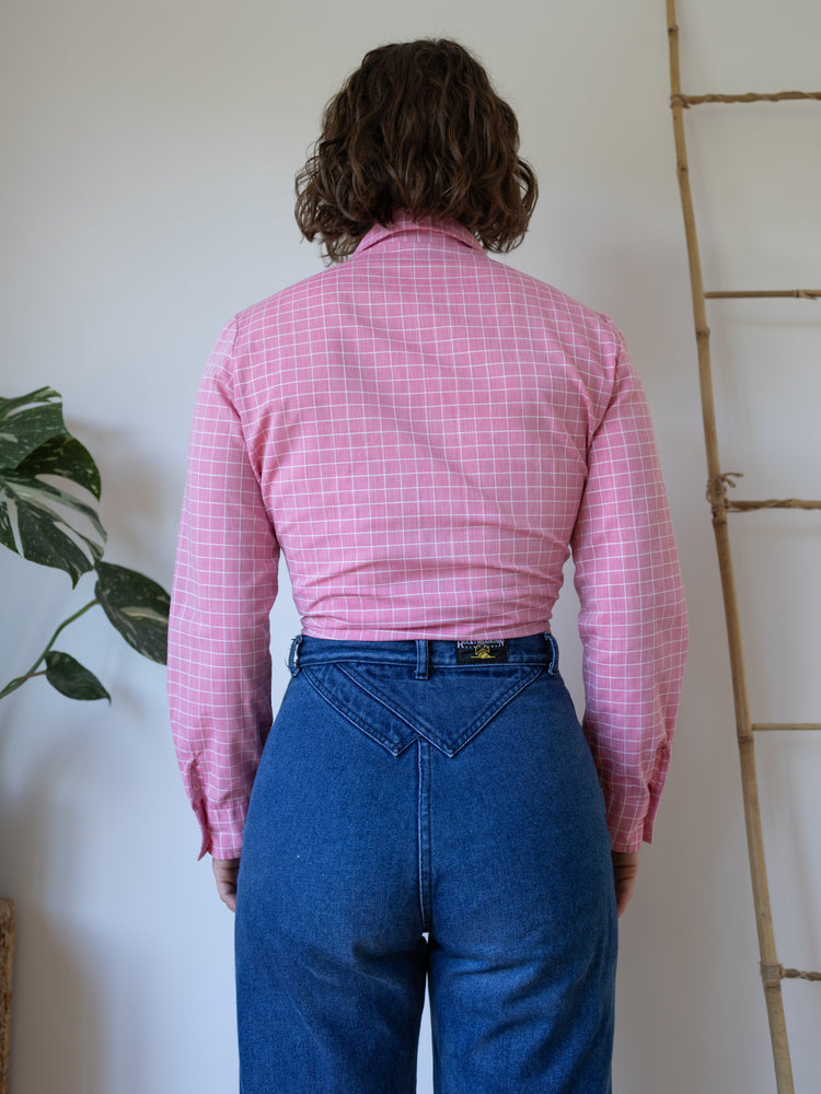 Pink & White Grid Shirt - M
