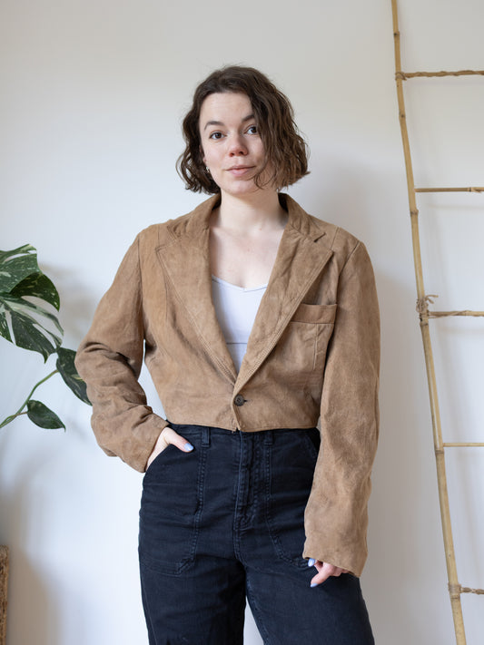 Cropped Suede Jacket - M
