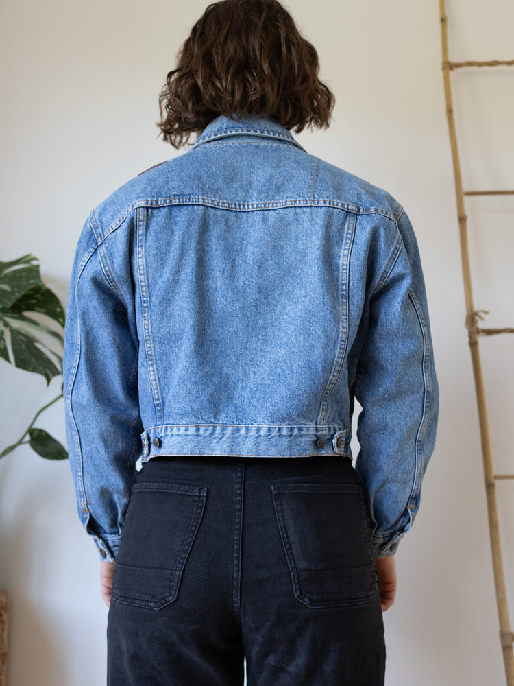 Hand Embroidered Western Denim Jacket - S/M