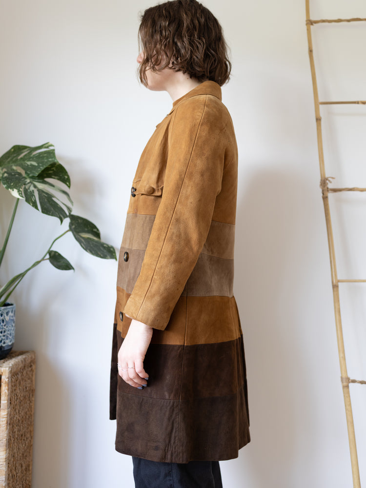 Brown Suede Patchwork Jacket - S