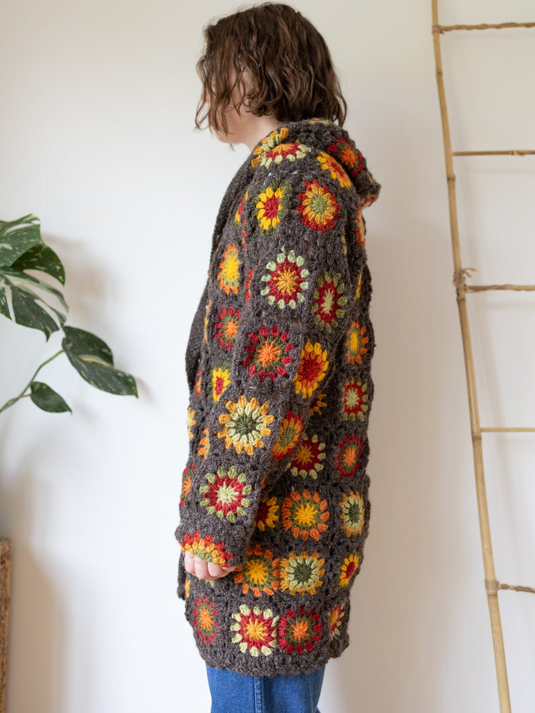 Pachamama Hooded Crochet Cardigan - M