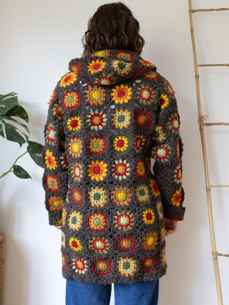 Pachamama Hooded Crochet Cardigan - M