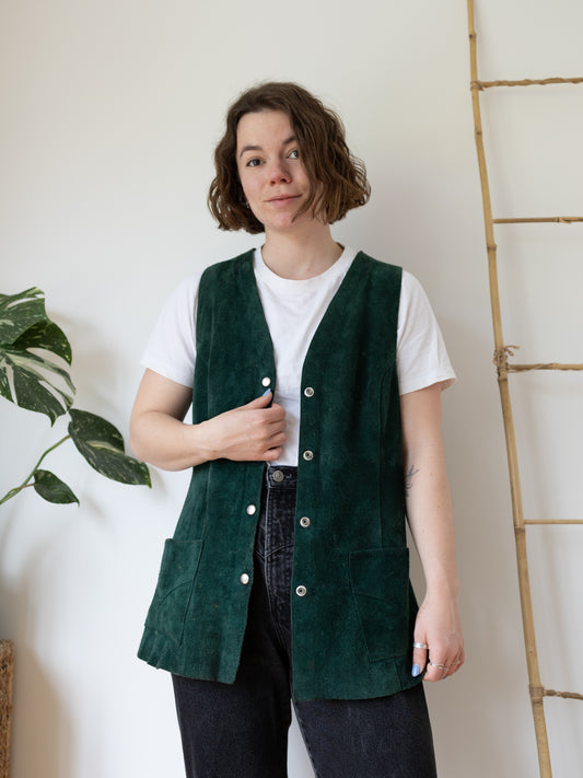 Forest Green Suede Vest - M