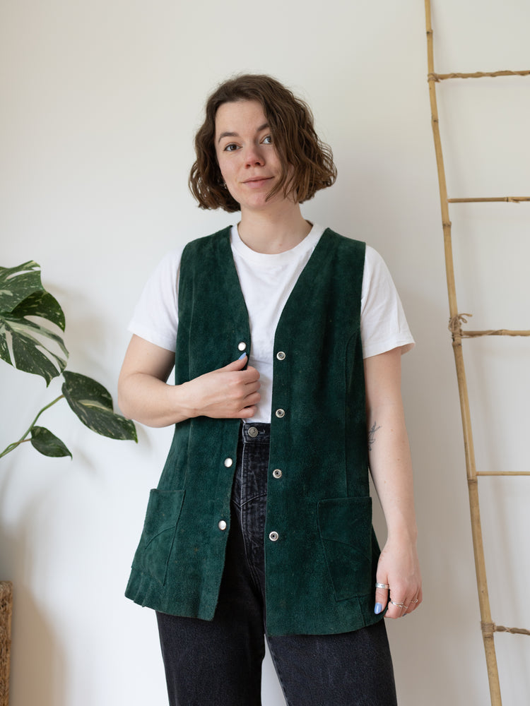 Forest Green Suede Vest - M