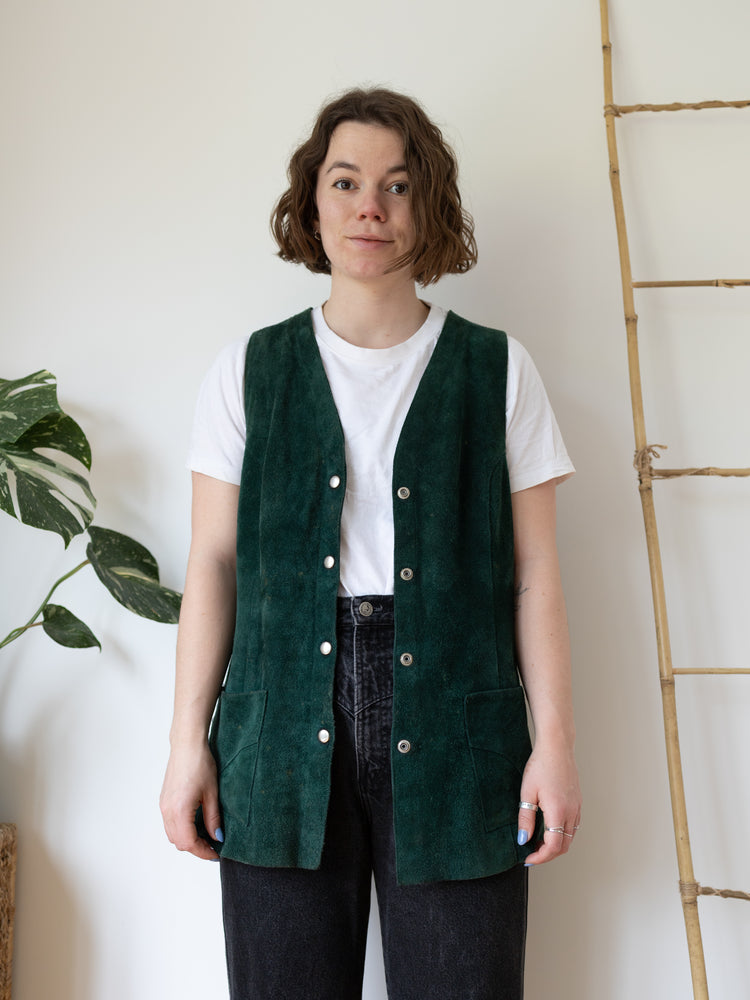 Forest Green Suede Vest - M