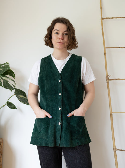 Forest Green Suede Vest - M
