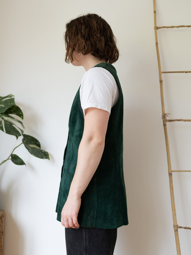 Forest Green Suede Vest - M