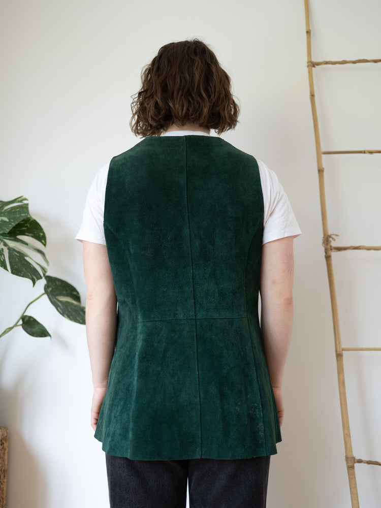Forest Green Suede Vest - M