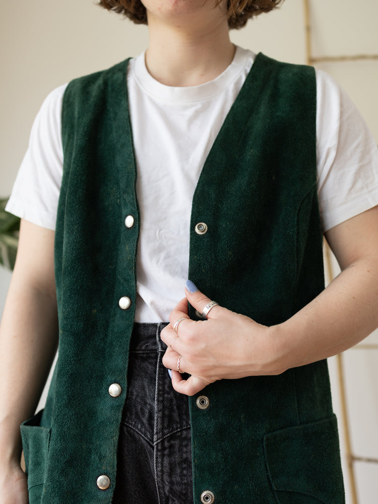 Forest Green Suede Vest - M