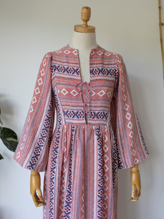 Tie Bust Geometric Dress - XS