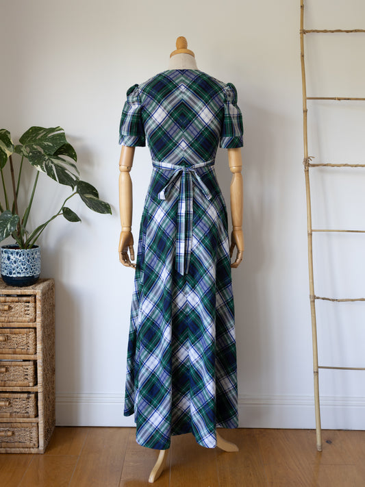 Green Tartan Maxi Dress - XS