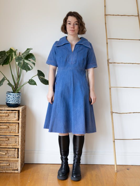 Western Style Denim Dress - M