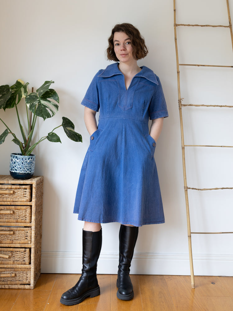 Western Style Denim Dress - M