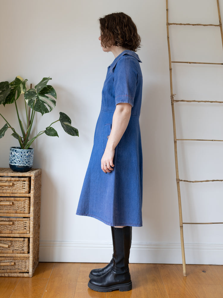 Western Style Denim Dress - M