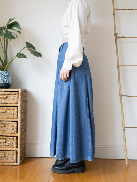 Denim Button Down Maxi Skirt - 31"