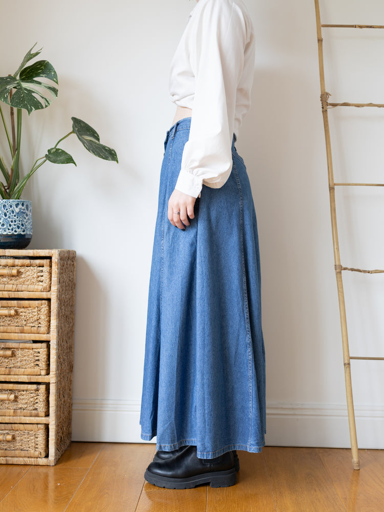 Denim Button Down Maxi Skirt - 31"