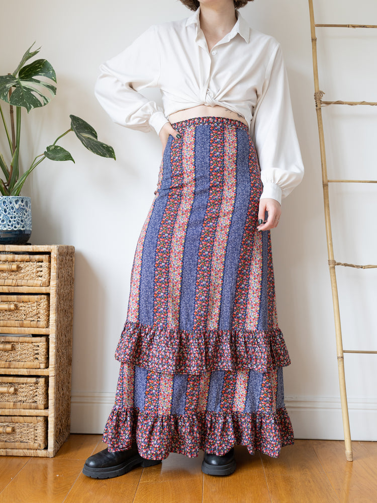Ditsy Floral Patchwork Maxi Skirt - 27"