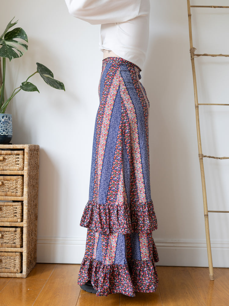 Ditsy Floral Patchwork Maxi Skirt - 27"