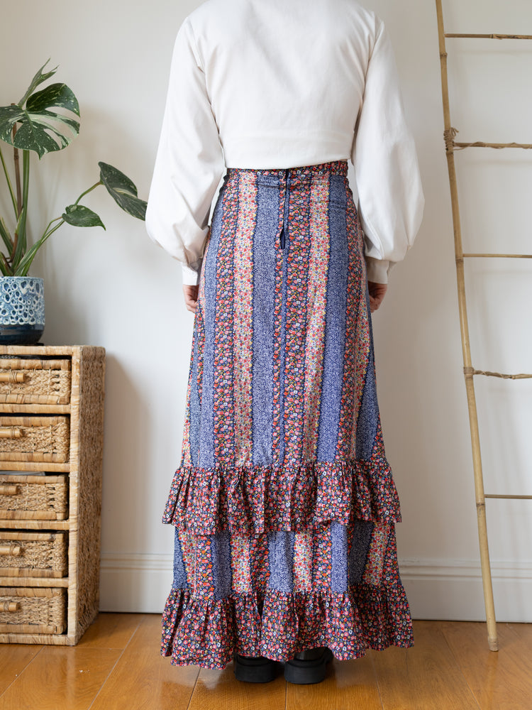 Ditsy Floral Patchwork Maxi Skirt - 27"
