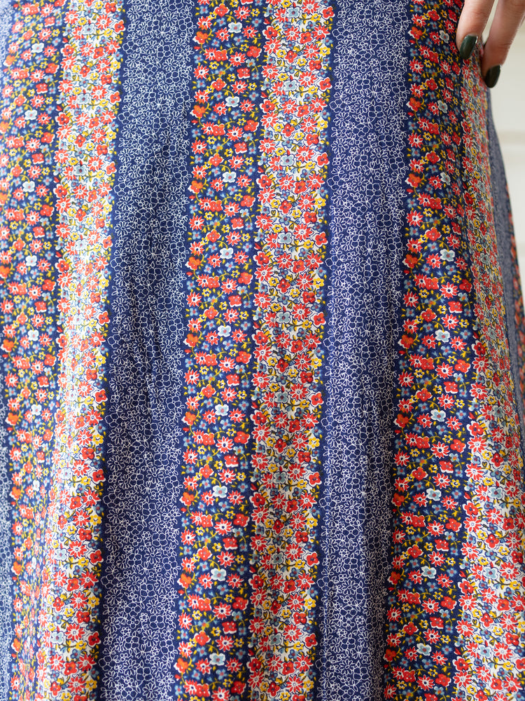 Ditsy Floral Patchwork Maxi Skirt - 27"