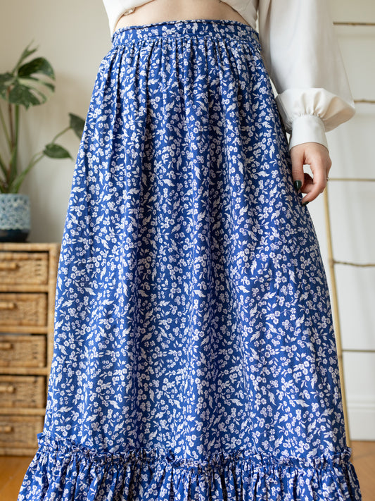 Blue Ditsy Floral Skirt - 27"