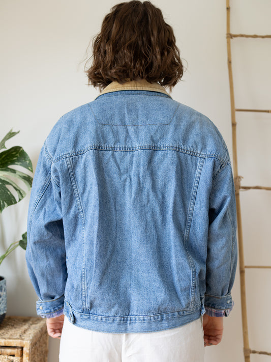 Corduroy Collar Denim Jacket - L