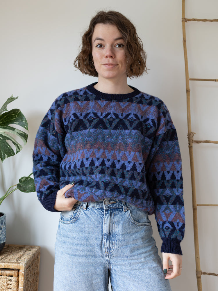 Navy Speckled Patterned Jumper - M