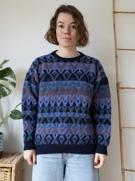 Navy Speckled Patterned Jumper - M
