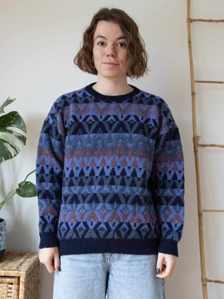 Navy Speckled Patterned Jumper - M