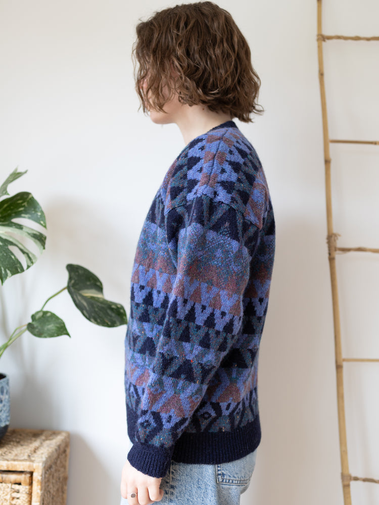 Navy Speckled Patterned Jumper - M