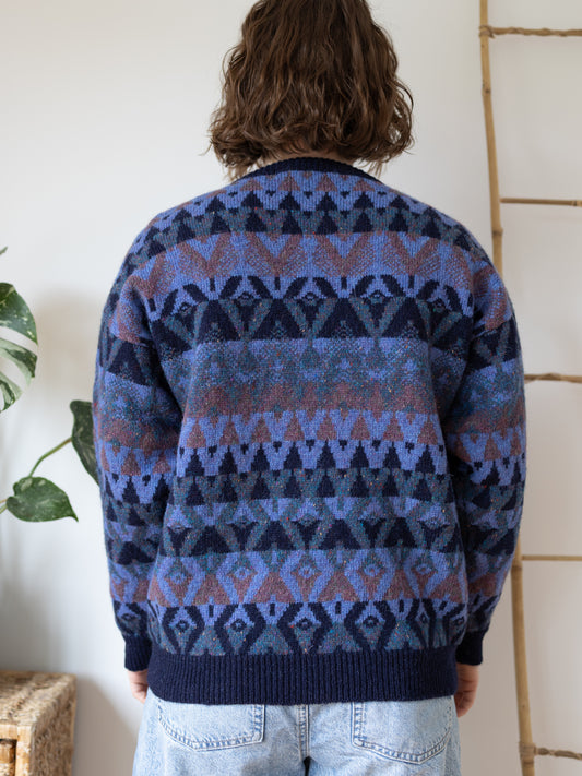 Navy Speckled Patterned Jumper - M