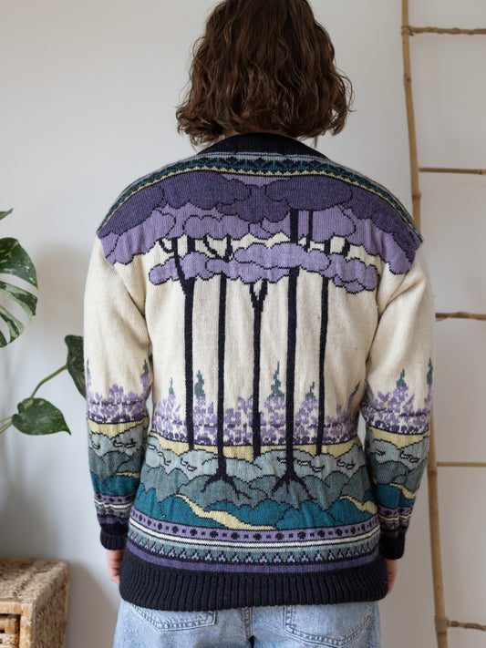 Purple Scenic Tree Cardigan - M
