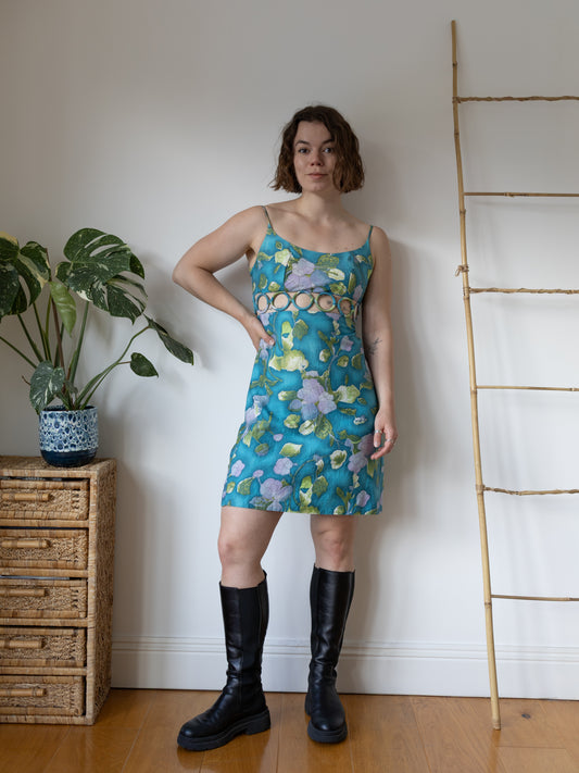 Unique Ring Waist Mini Dress - S
