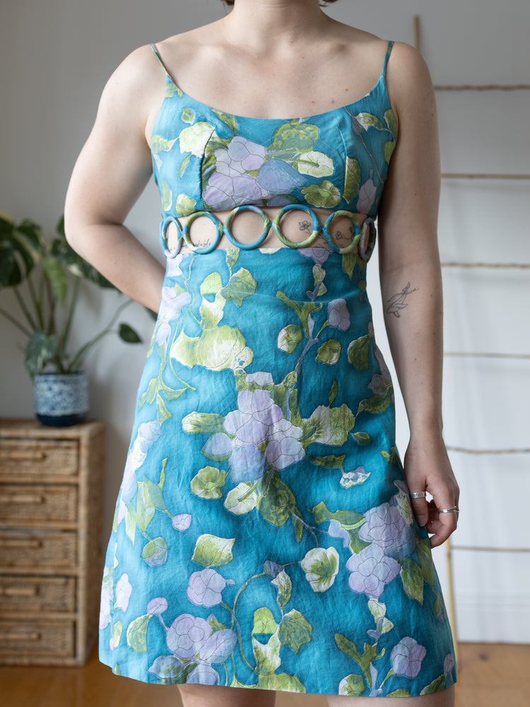 Unique Ring Waist Mini Dress - S