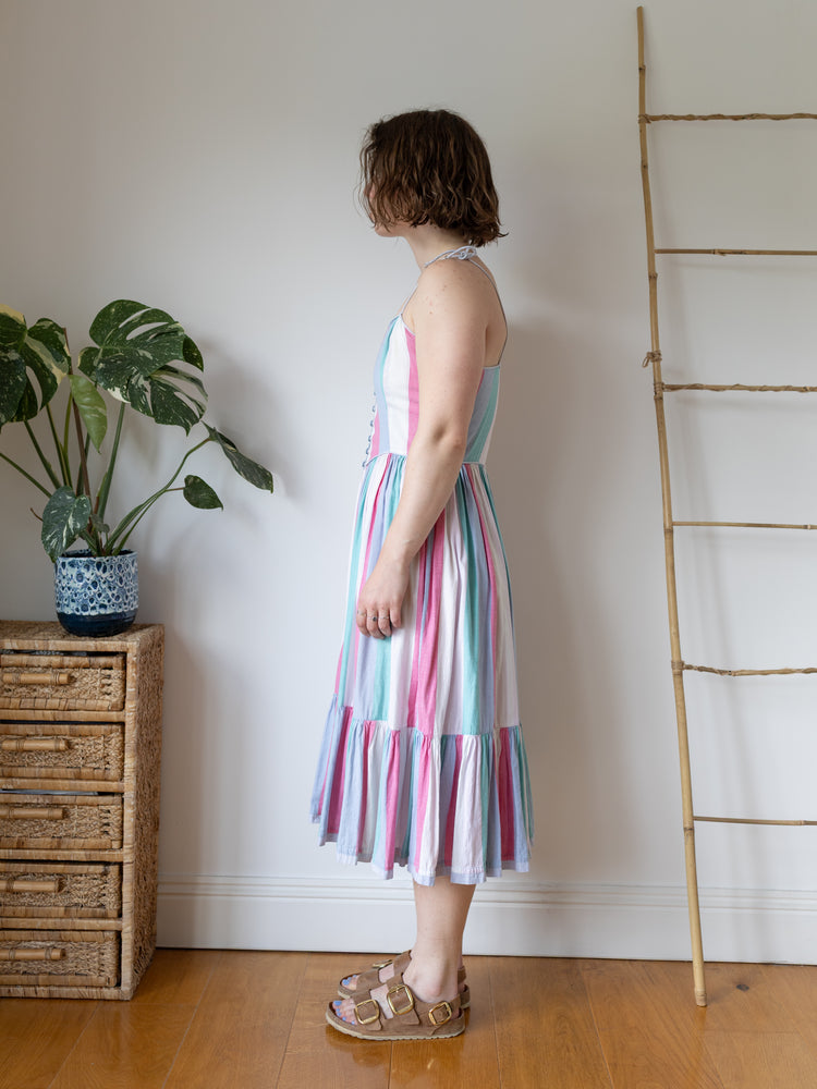 Pastel Striped Cotton Sundress - S